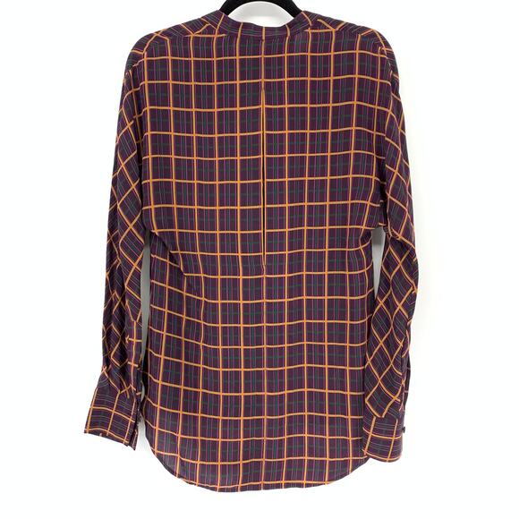 Theory Women's Sz P US XS Multicolor Button Up Shirt Stripes Collared Silk - Picture 2 of 7